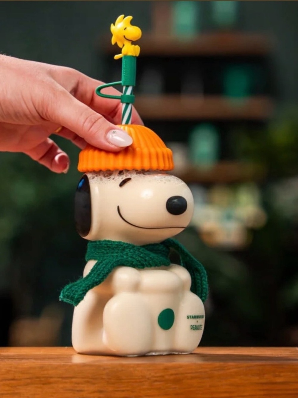 Starbucks x Peanuts Snoopy Winter Drink Tumbler - Orange Hat, Green Scarf
